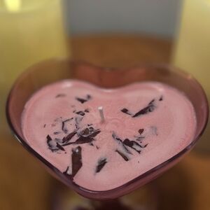 Heart-Shaped Glass Pink Candle